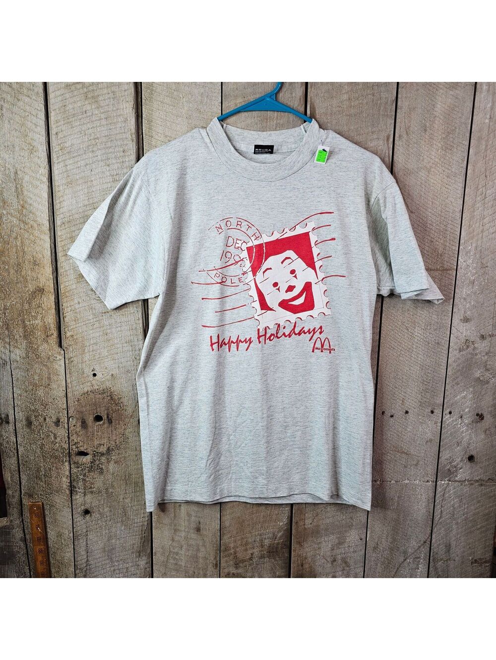 Vintage 1995 McDonald's Ronald McDonald Holiday Stamp T-Shirt Screen Stars XL